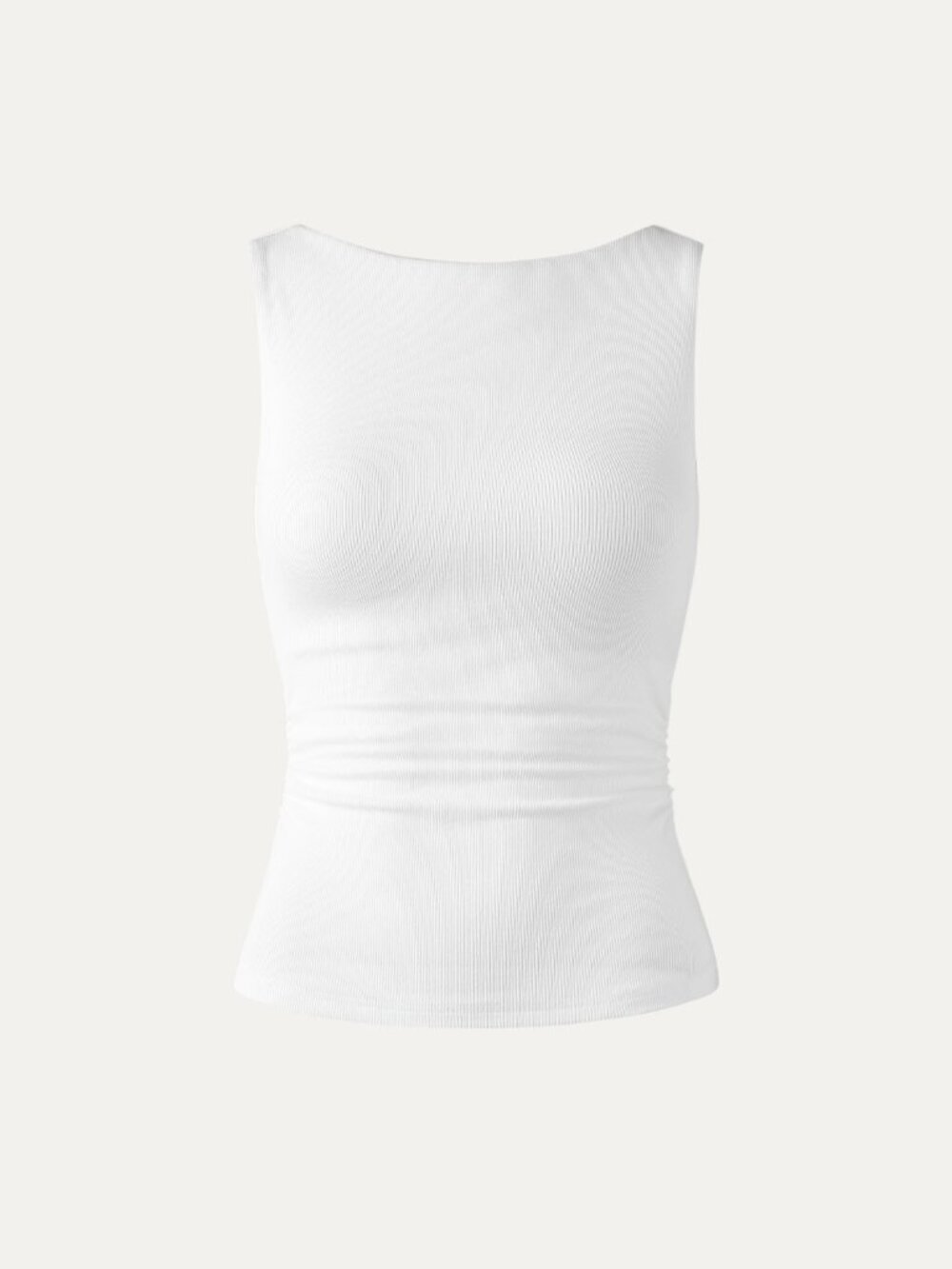 NWT OGL Top Boat Neck Ruched Elastic Open Back Brami Tank White Medium - Picture 4 of 13